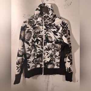 lululemon Black and White Magnolia Floral Print Scooba Hoodie